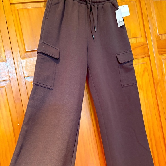 NWT B.P. Wide Leg Cargo Pocket Fleece Sweatpants Brown, Size XS, Tall Nordstroms - Picture 2 of 13